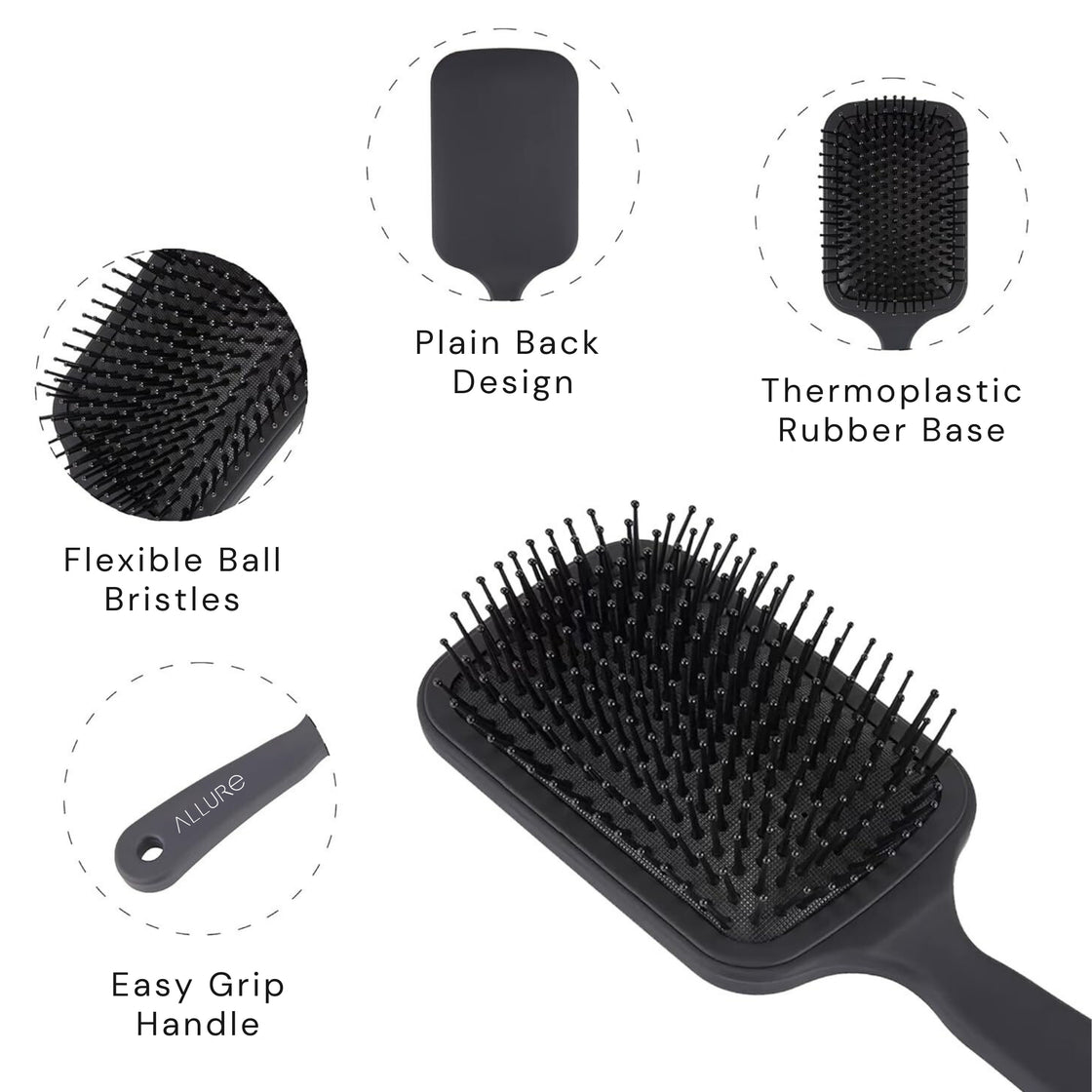 Allure Paddle Hair Brush With Nylon Bristles Large Black