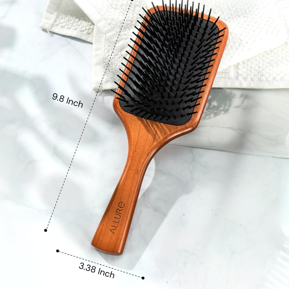 Allure Nylon Bristles Wooden Detangling Hair Brush Large