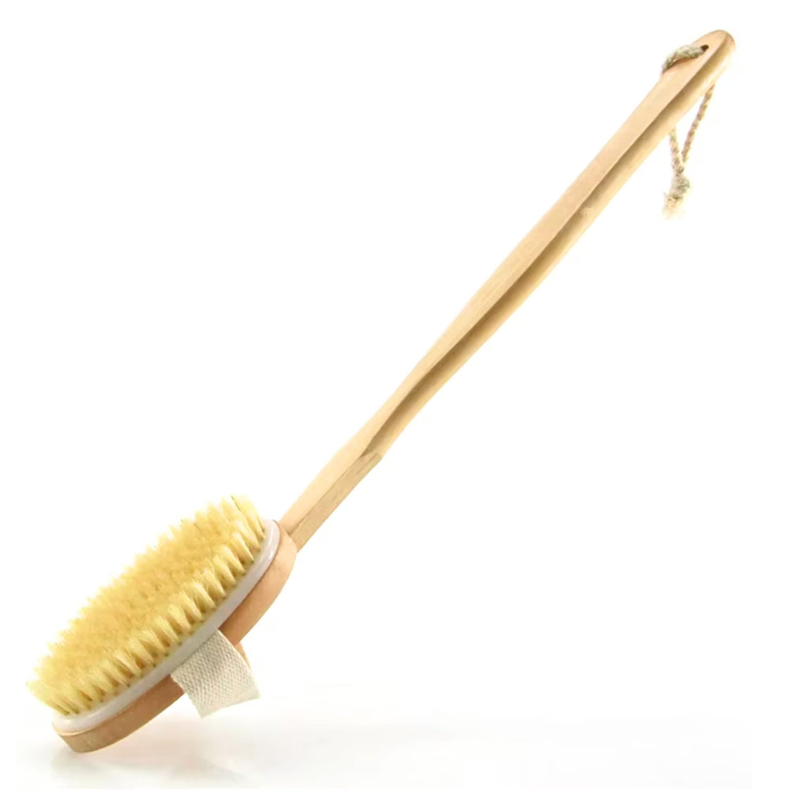 Allure Long-Handled Wooden Bath Brush - Natural Bristle Body Brush (BBh01)