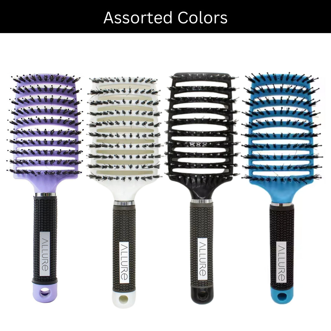 Allure Boar Bristles Detangling Hair Brush For Hair Styling - Assorted Colours