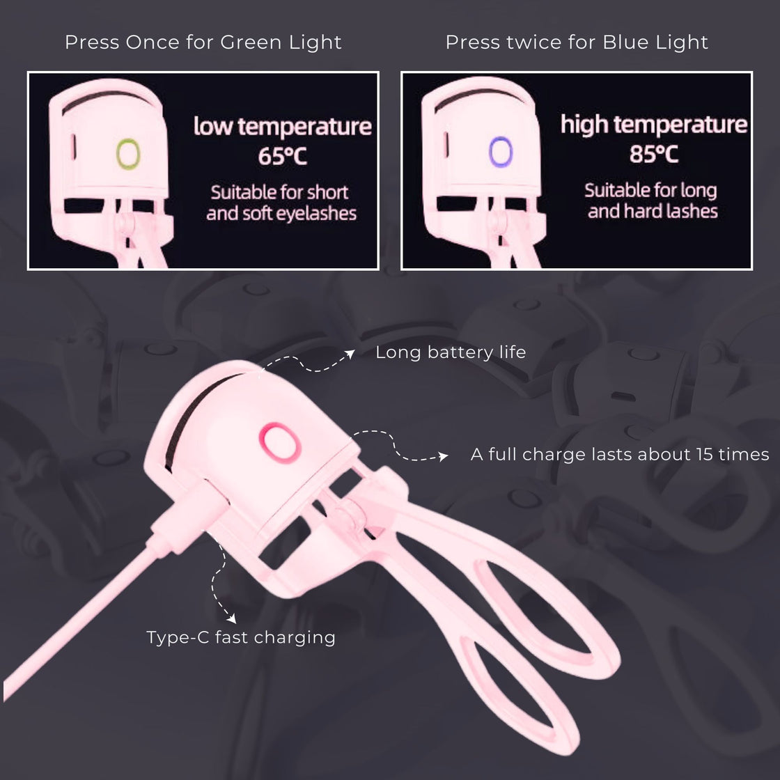 Allure Heated Electric Eyelash Curler (Pink)