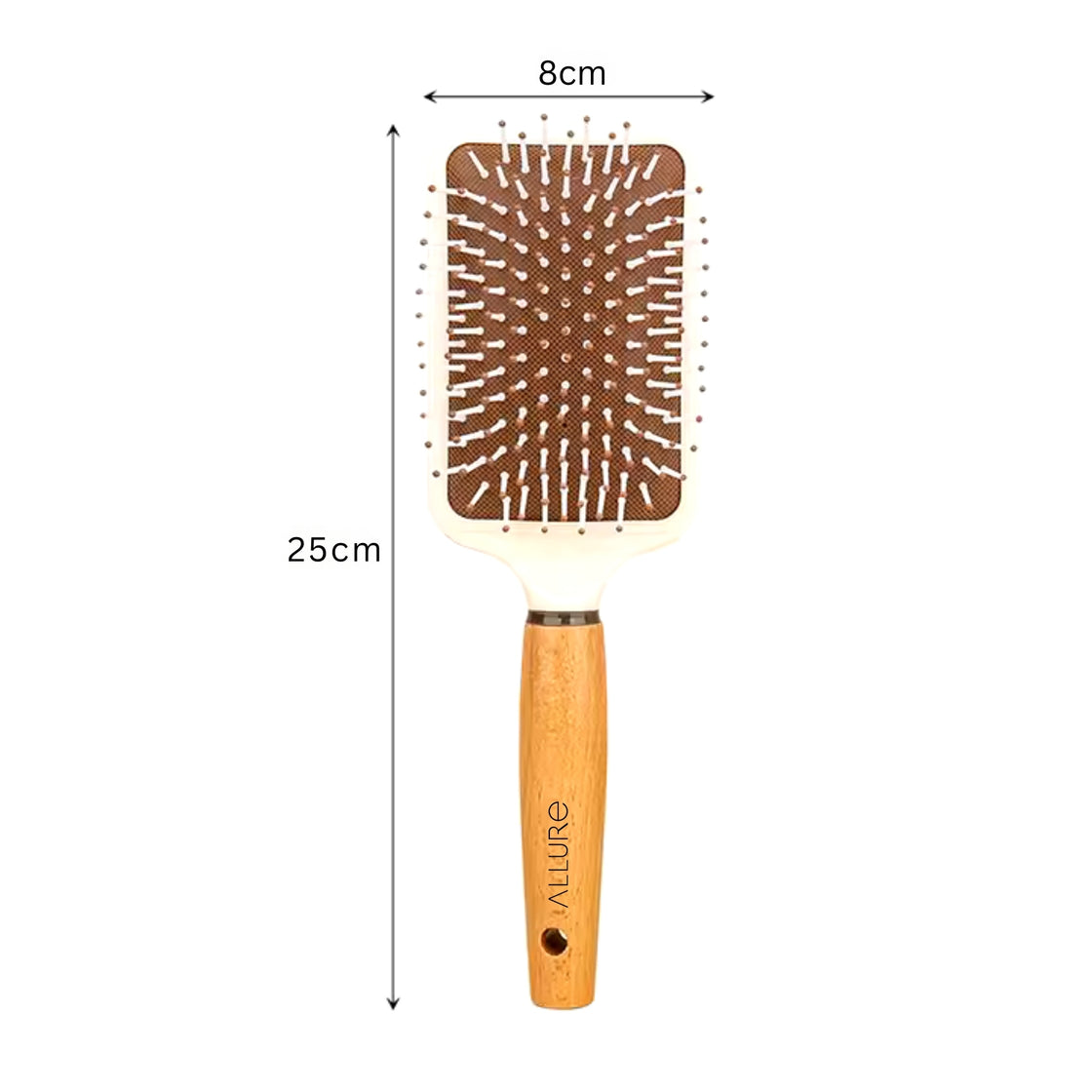 Allure Paddle Hair Brush with Wooden Handle And Nylon Bristles Large