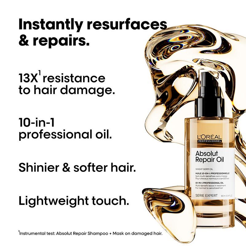 L'Oreal Professionnel Absolut Repair 10-in-1 Multi-Benefit Hair Serum For Dry And Damaged Hair (90ml)