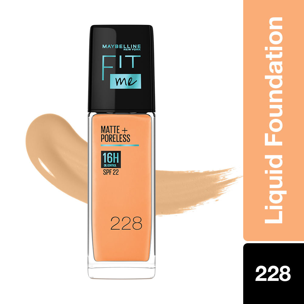 Maybelline New York Fit Me Matte+Poreless Liquid Foundation 16H Oil Control - 228 Soft Tan