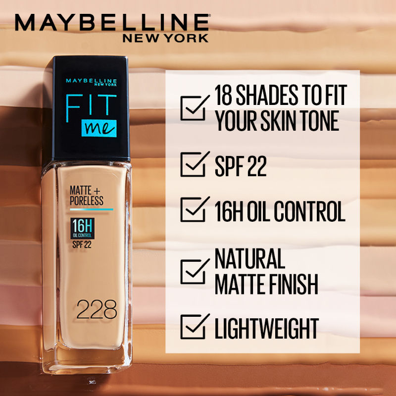 Maybelline New York Fit Me Matte+Poreless Liquid Foundation 16H Oil Control - 330 Toffee