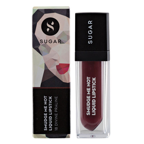 Sugar Smudge Me Not Liquid Lipstick - 18 Divine Praline (Dusty Burgundy) (4.5Ml)-2